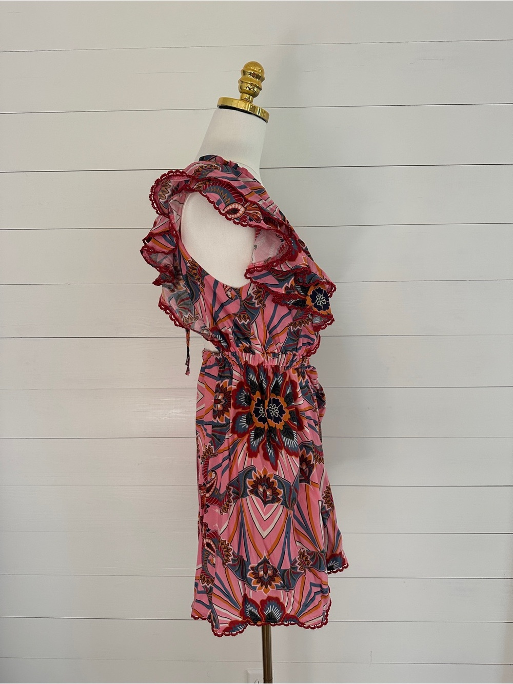 FARM Rio Pink Floral-Print Ruffle Cover Up/Mini Dress - Picture 2 of 6